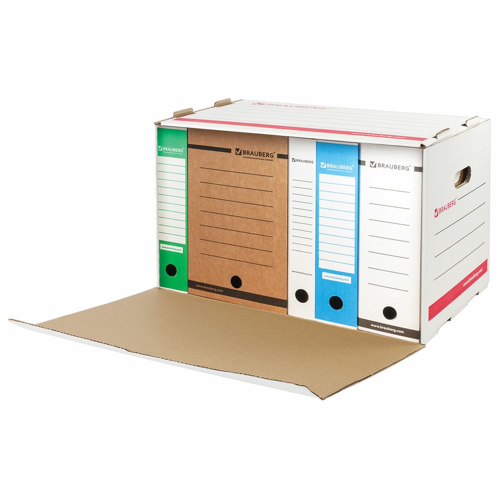 Короб архивный (306х525х338 мм), гофрокартон, белый, BRAUBERG