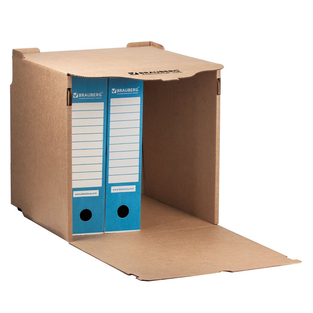 Короб архивный (330х310х340 мм) фронтальная загрузка для регистраторов/накопителей, липучка, гофрокартон, BRAUBERG