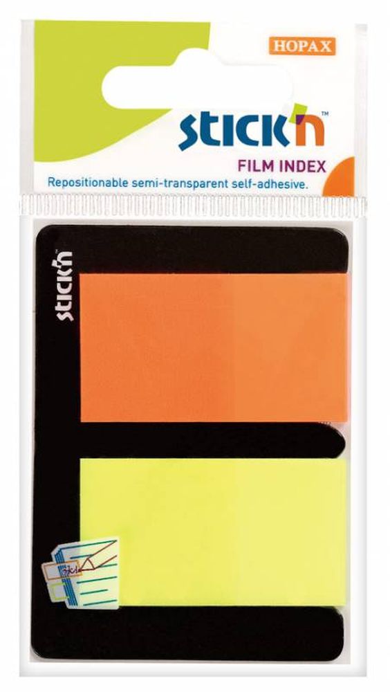Набор закладок из пластика STICK'N HOPAX, 45*12 мм, 2 цвета по 25 листов