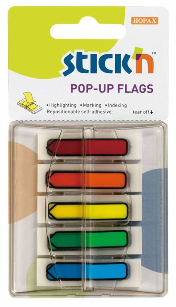 Набор закладок-стрелок из пластика POP-UP HOPAX, 45*12 мм, 5 цветов по 30 листов