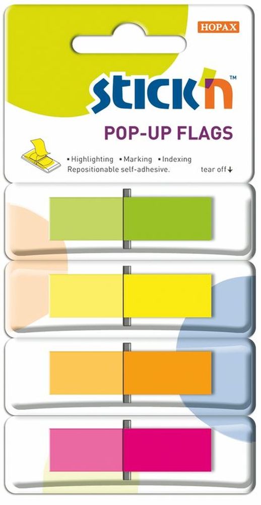 Набор закладок из пластика POP-UP HOPAX, 45*12 мм, 4 цвета по 40 листов