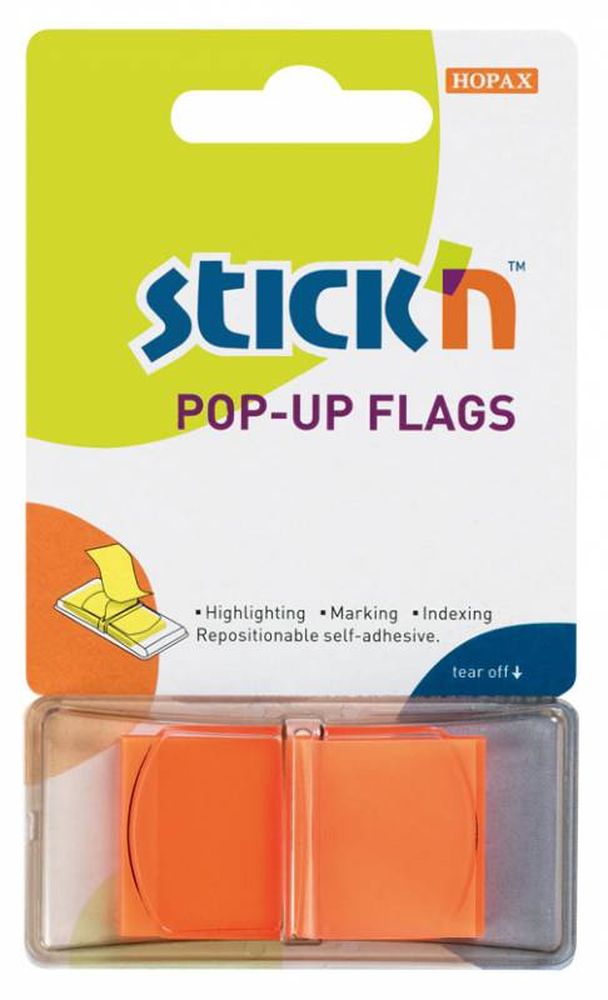 Закладка из пластика POP-UP HOPAX, 45*25 мм, 50 листов, оранжевый
