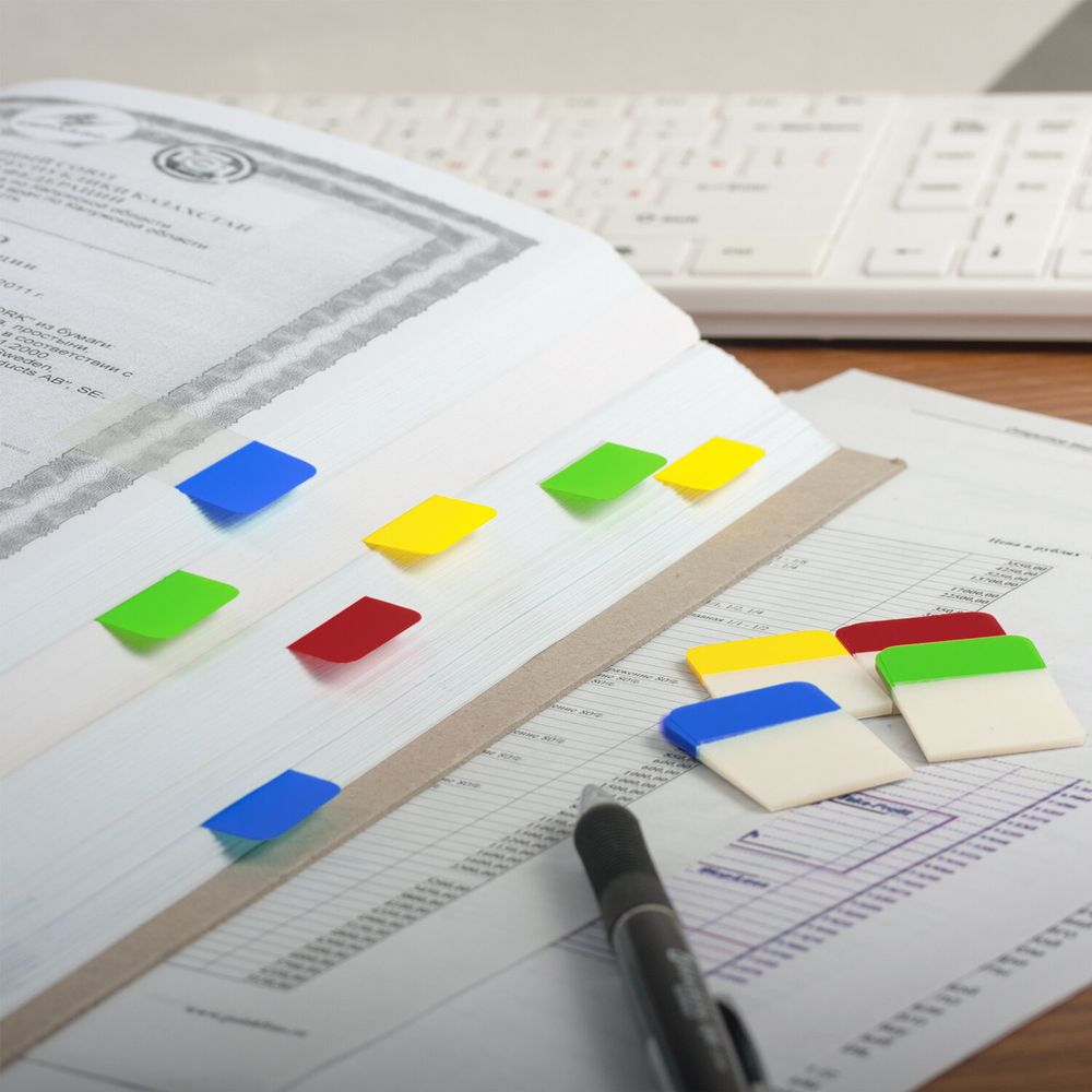 Закладки клейкие BRAUBERG, 38х25 мм, 80 штук (4 цвета х 20 листов)