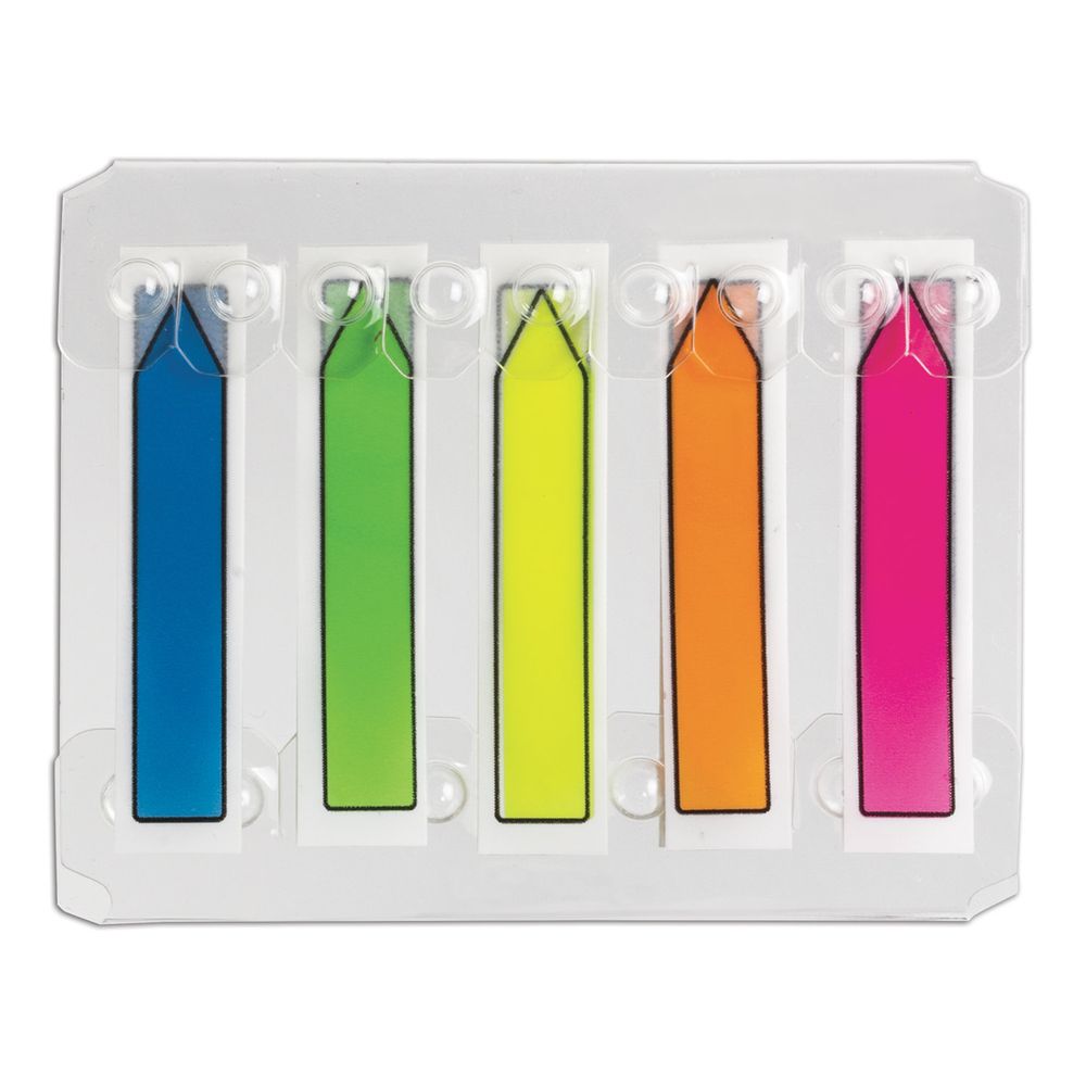 Закладки клейкие неоновые BRAUBERG, 48х10 мм, 100 штук (5 цветов х 20 листов), в пластиковом диспенсере