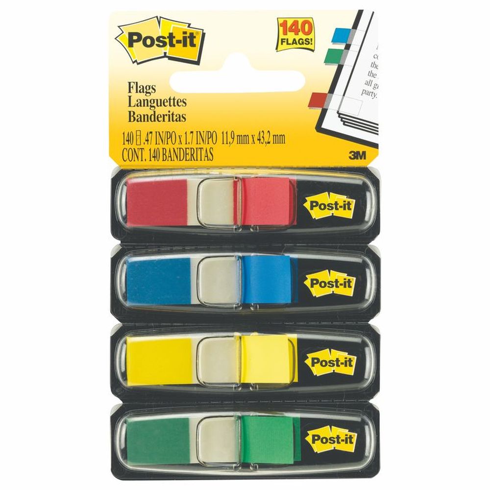 Набор закладок Post-it в индивидуальных контейнерах, ширина 12 мм, 4 цвета по 35 шт.