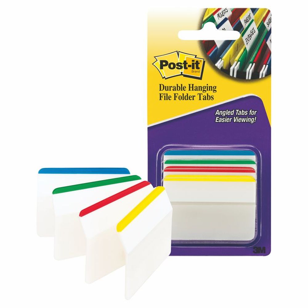 Набор закладок пластиковых усиленных суперклейких Post-it со сгибом для архивов, ширина 50 мм, 4 цвета по 6 шт.
