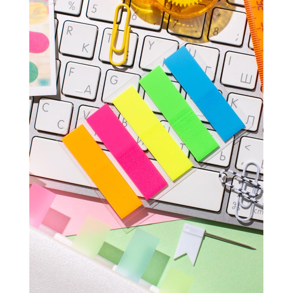 Клейкие закладки пластиковые 5цв.по 20л. 12ммх45 Attache