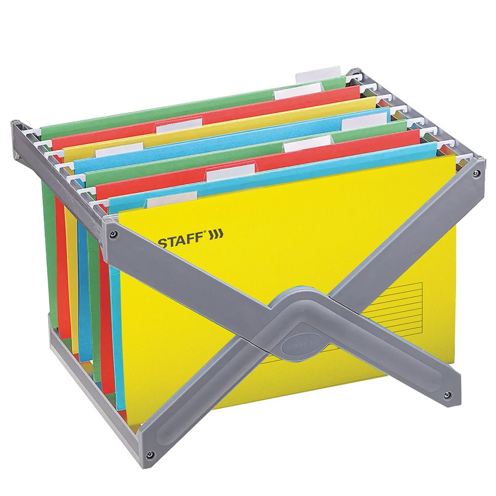 Подвесные папки A4/Foolscap (404х240 мм) до 80 л., КОМПЛЕКТ 10 шт., желтые, картон, STAFF