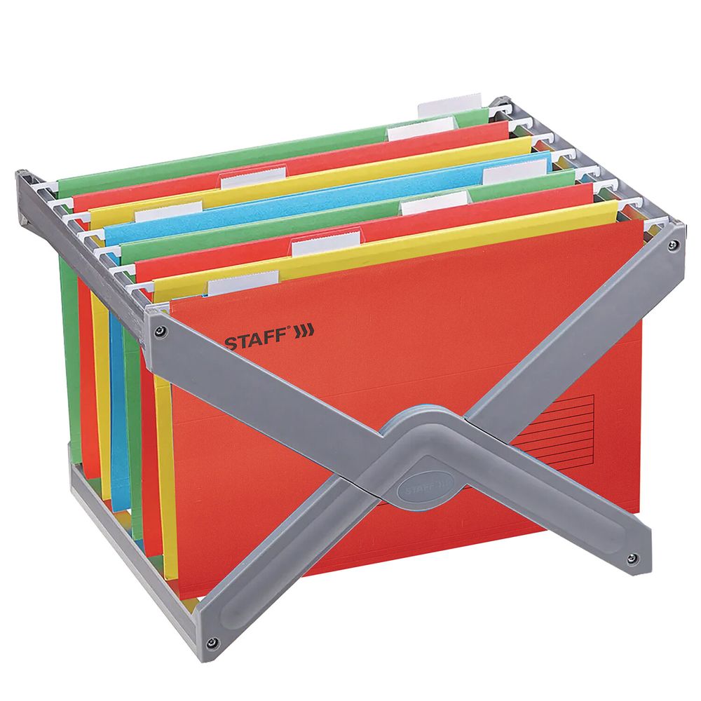 Подвесные папки A4/Foolscap (404х240 мм) до 80 л., КОМПЛЕКТ 10 шт., красные, картон, STAFF