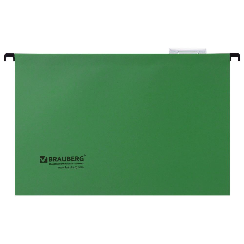 Подвесные папки А4/Foolscap (406х245 мм), до 80 листов, КОМПЛЕКТ 10 шт., зеленые, картон, BRAUBERG (Италия)
