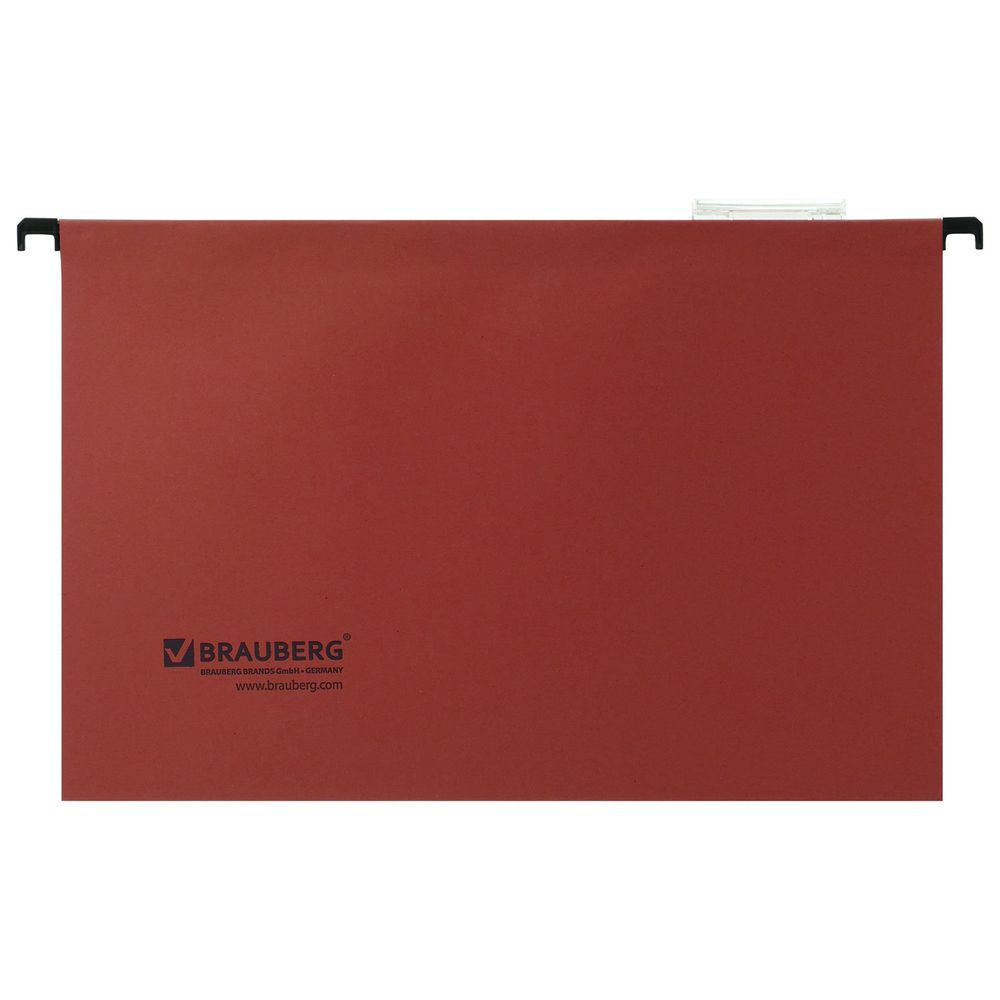 Подвесные папки А4/Foolscap (406х245 мм), до 80 листов, КОМПЛЕКТ 10 шт., красные, картон, BRAUBERG (Италия)