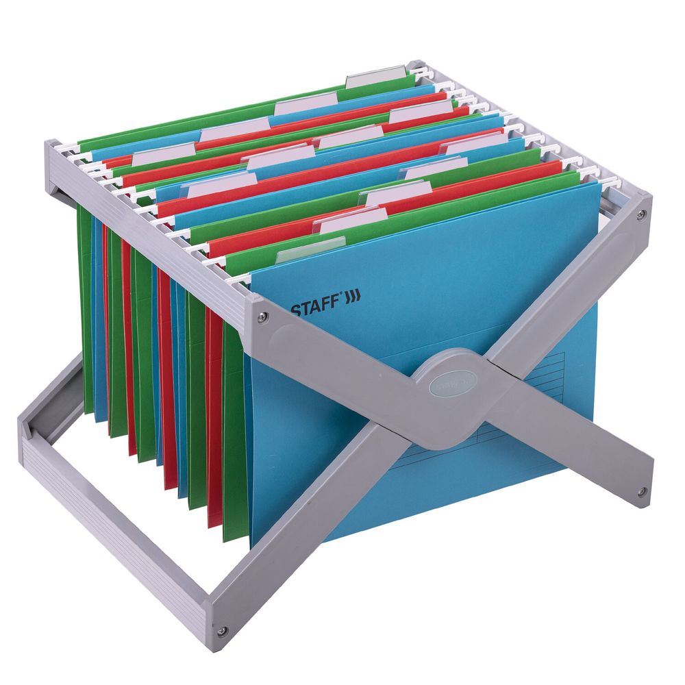 Подвесные папки А4 (350х240 мм), до 80 л., КОМПЛЕКТ 10 шт., синие, картон, STAFF