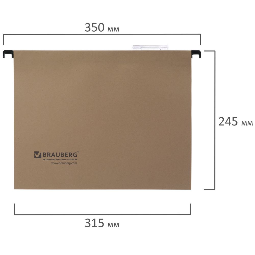 Подвесные папки А4 (350х245 мм), до 80 листов, КОМПЛЕКТ 10 шт., картон, BRAUBERG (Италия)