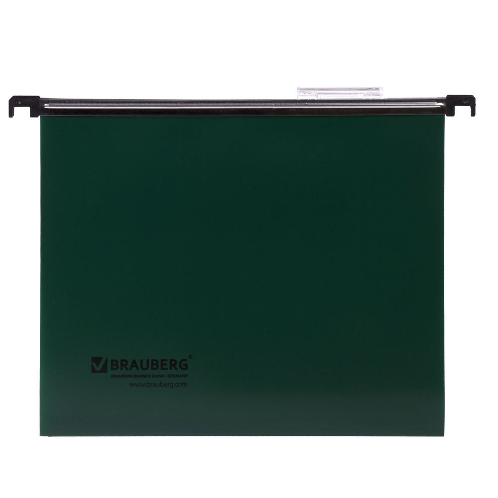 Подвесные папки А4 (350х245 мм), до 80 листов, КОМПЛЕКТ 5 шт., пластик, зеленые, BRAUBERG (Италия)