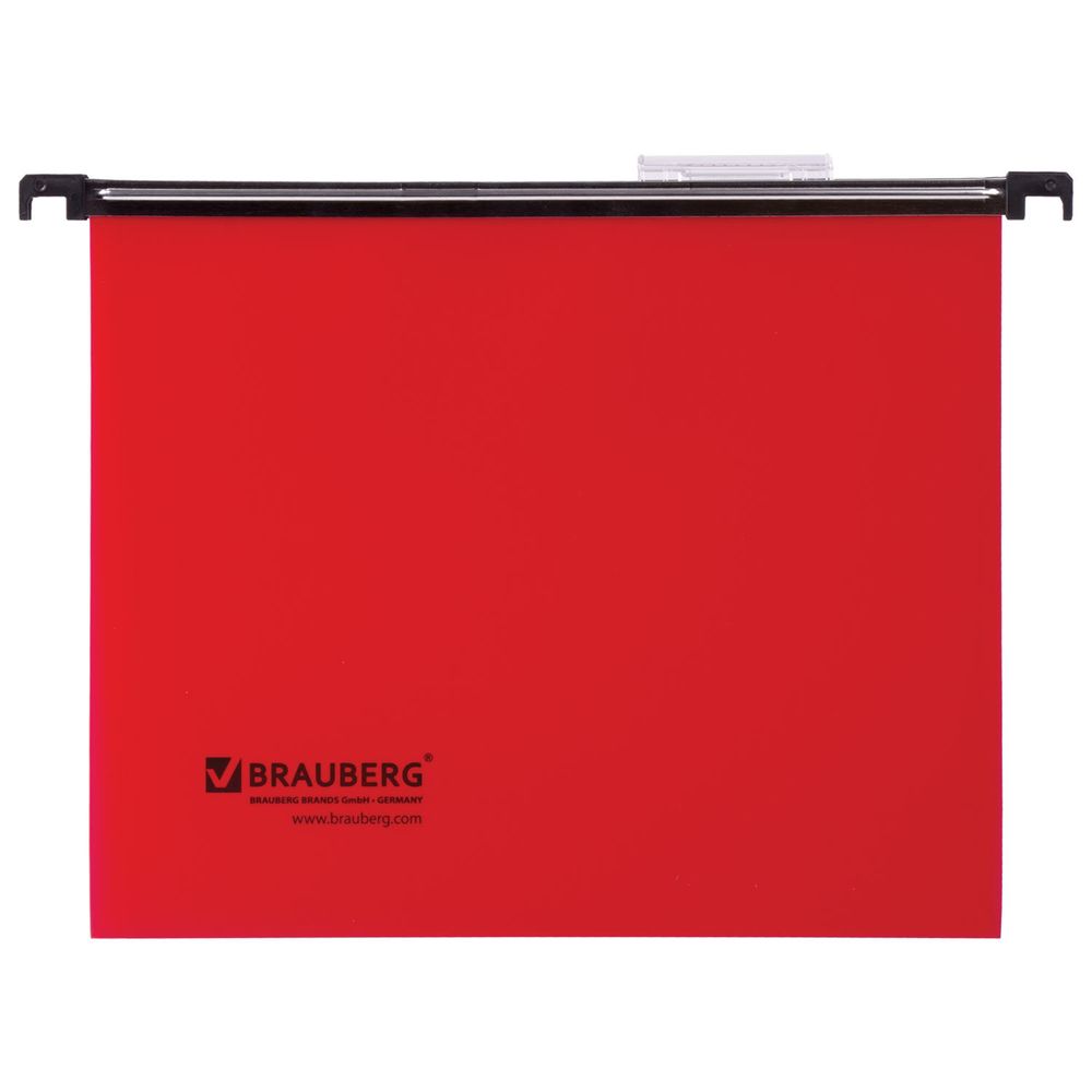 Подвесные папки А4 (350х245 мм), до 80 листов, КОМПЛЕКТ 5 шт., пластик, красные, BRAUBERG (Италия)