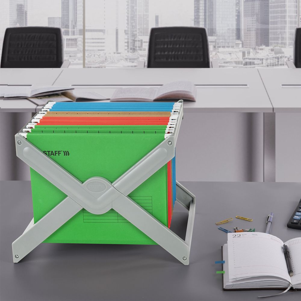 Подставка для подвесных папок STAFF, до 50 папок А4 / Foolscap, 406х307х290 мм, серая