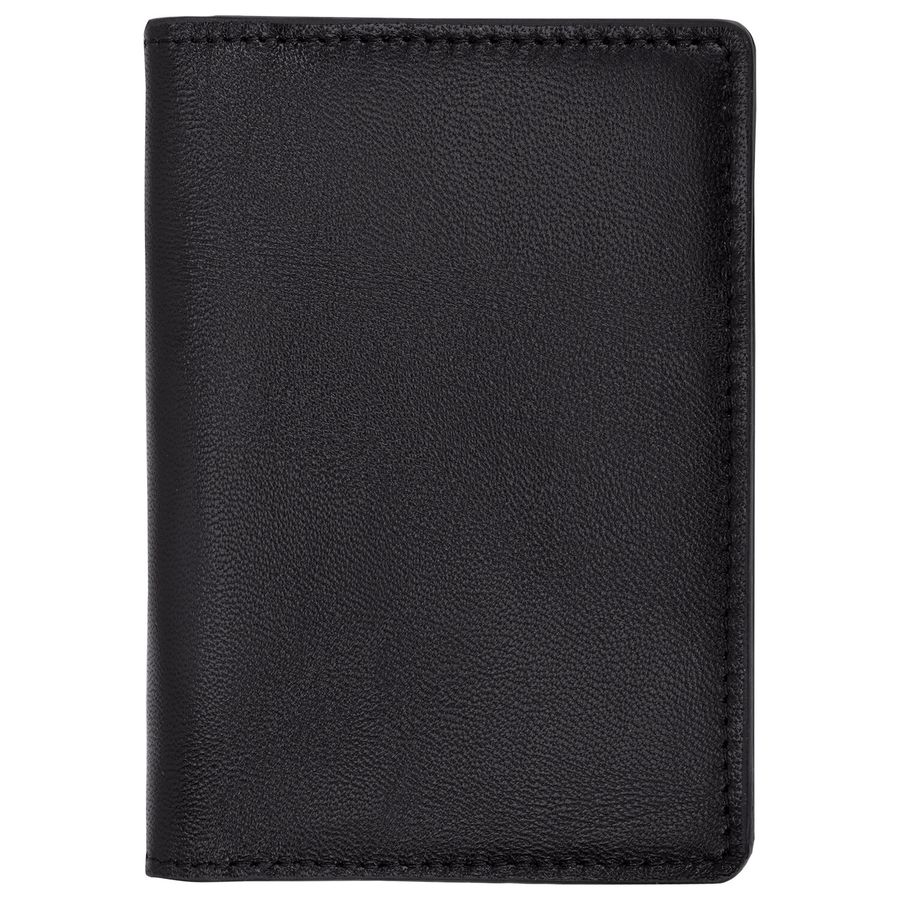 Обложка для паспорта и документов 7 в 1 натуральная кожа, без тиснения, черная, BRAUBERG