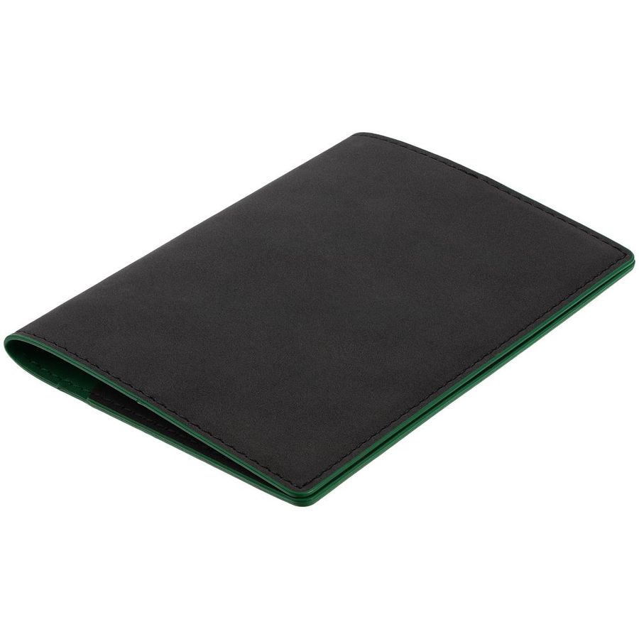 Обложка для паспорта Multimo черная с зеленым
