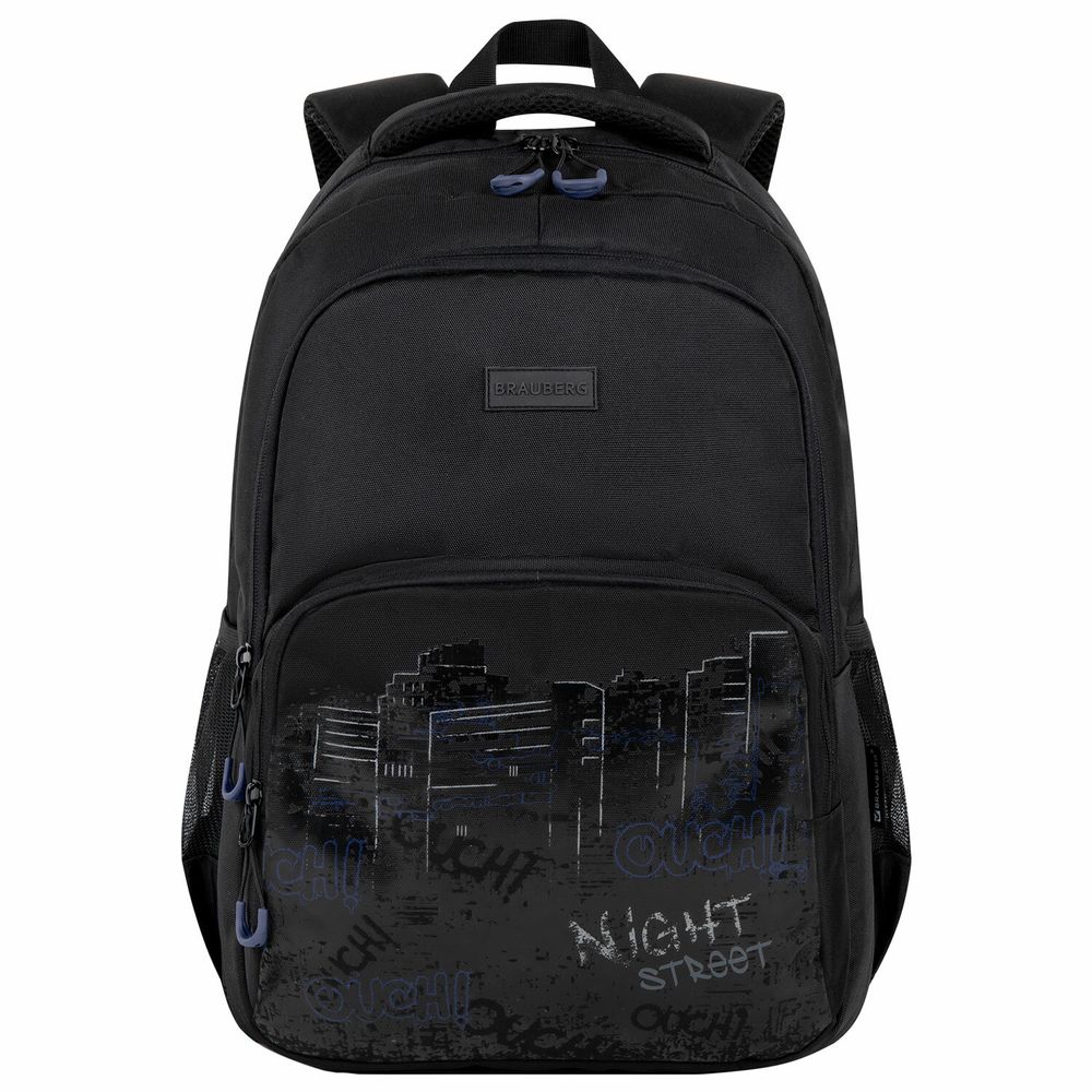 Рюкзак BRAUBERG CONCEPT универсальный, 2 отделения, светоотражающий принт, Night city, 45х30х18 см