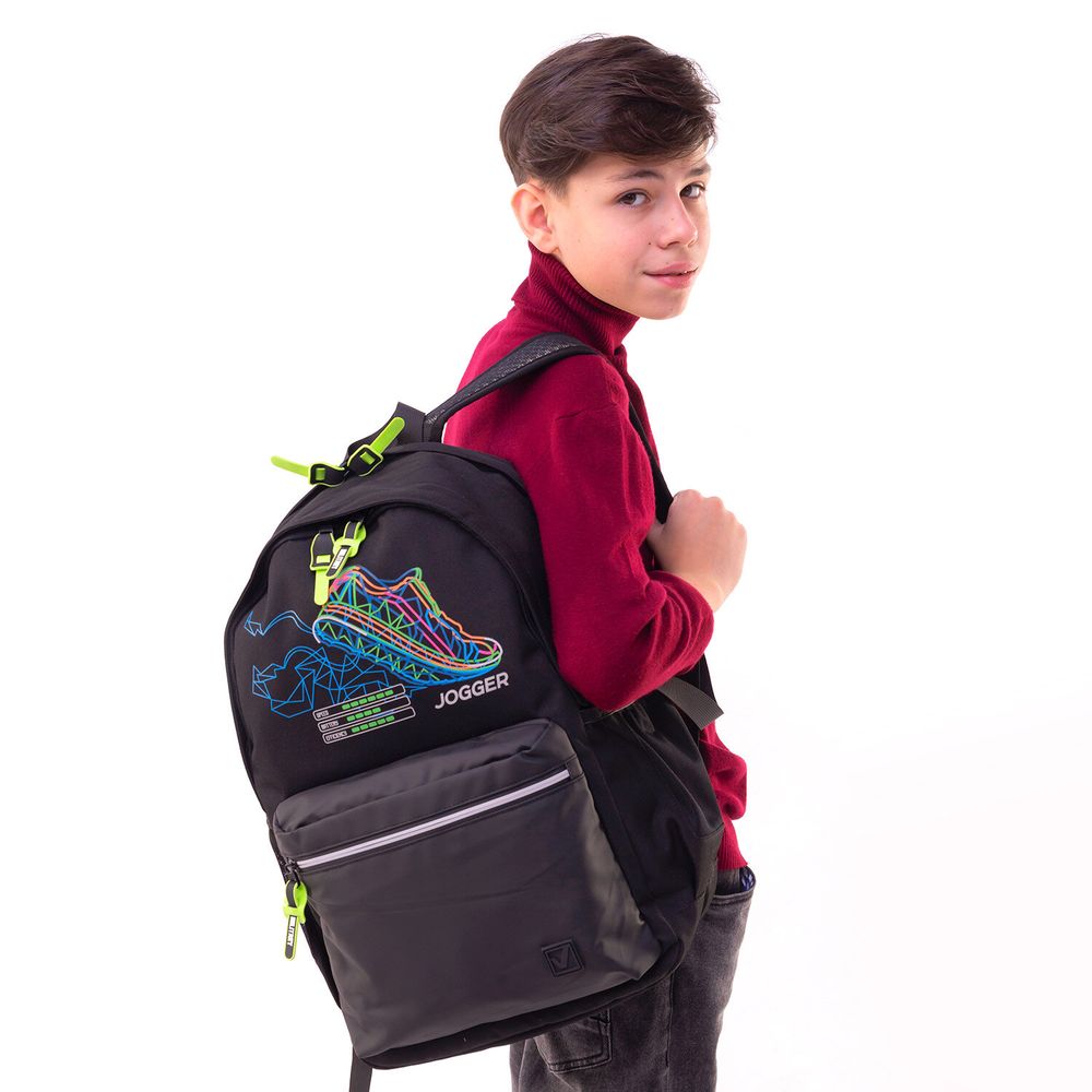 Рюкзак BRAUBERG FASHION CITY универсальный, 2 отделения, "Virtual sneaker", черный, 46х31х15 см