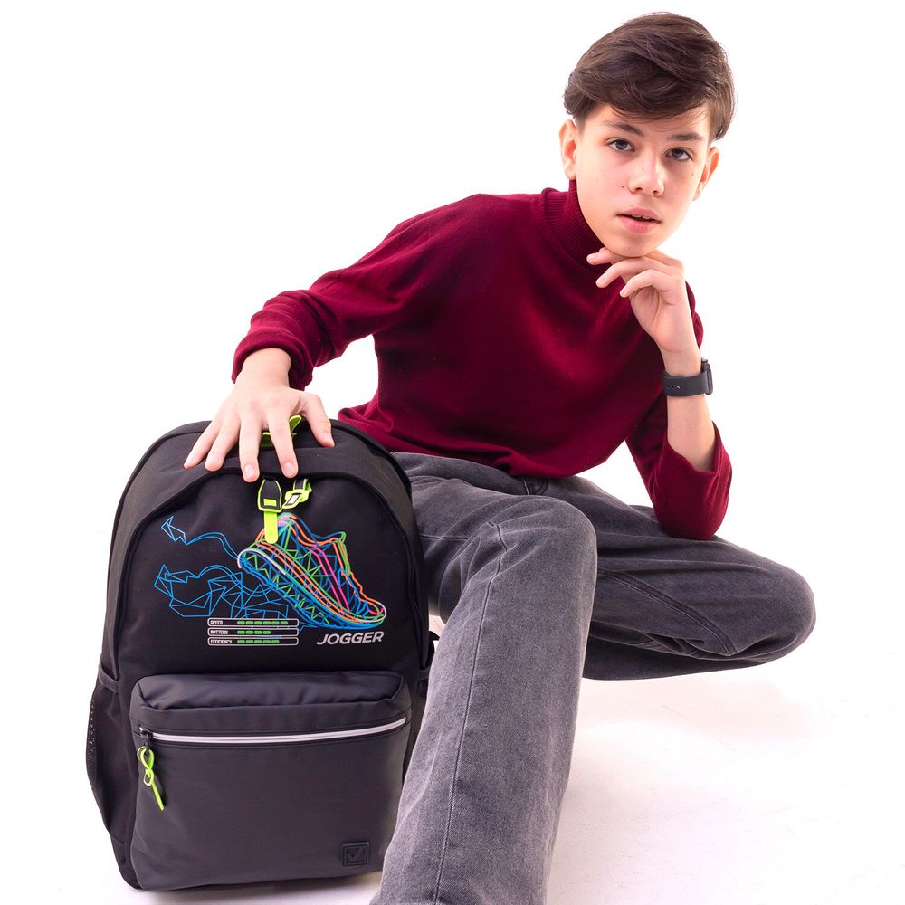 Рюкзак BRAUBERG FASHION CITY универсальный, 2 отделения, "Virtual sneaker", черный, 46х31х15 см