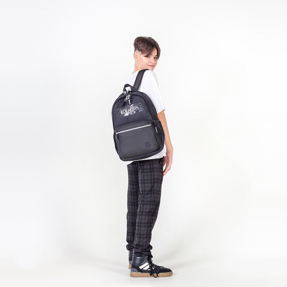 Рюкзак BRAUBERG FASHION CITY универсальный, 2 отделения, Norm, черный, 46х31х15 см