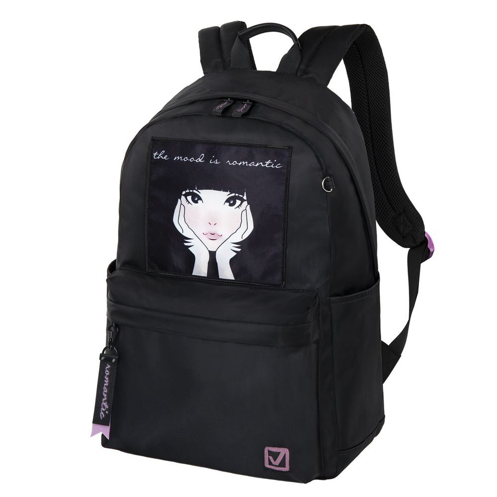 Рюкзак BRAUBERG FASHION CITY универсальный, карман-антивор, "Romantic Anime", черный, 44х31х16 см