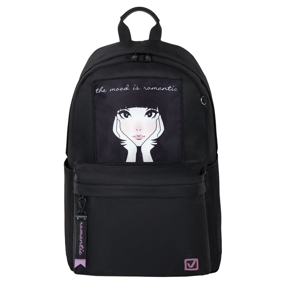 Рюкзак BRAUBERG FASHION CITY универсальный, карман-антивор, "Romantic Anime", черный, 44х31х16 см
