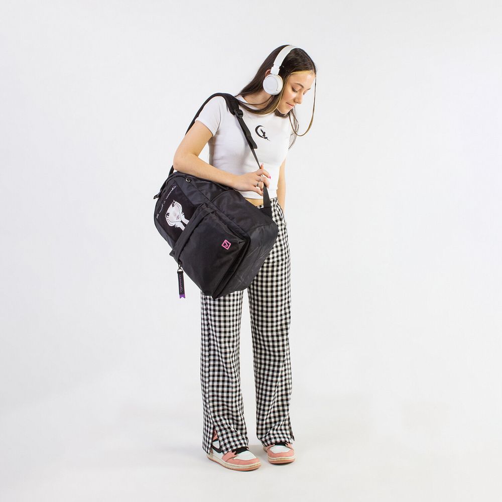 Рюкзак BRAUBERG FASHION CITY универсальный, карман-антивор, "Romantic Anime", черный, 44х31х16 см