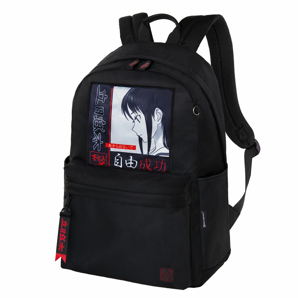 Рюкзак BRAUBERG FASHION CITY универсальный, карман-антивор, Anime Girl, черный, 44х31х16 см