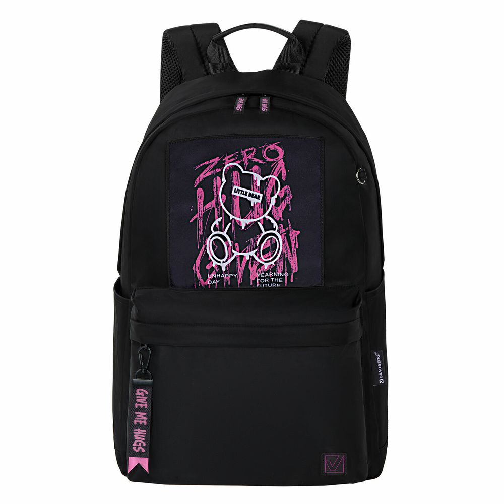 Рюкзак BRAUBERG FASHION CITY универсальный, карман-антивор, Hug me, черный, 44х31х16 см