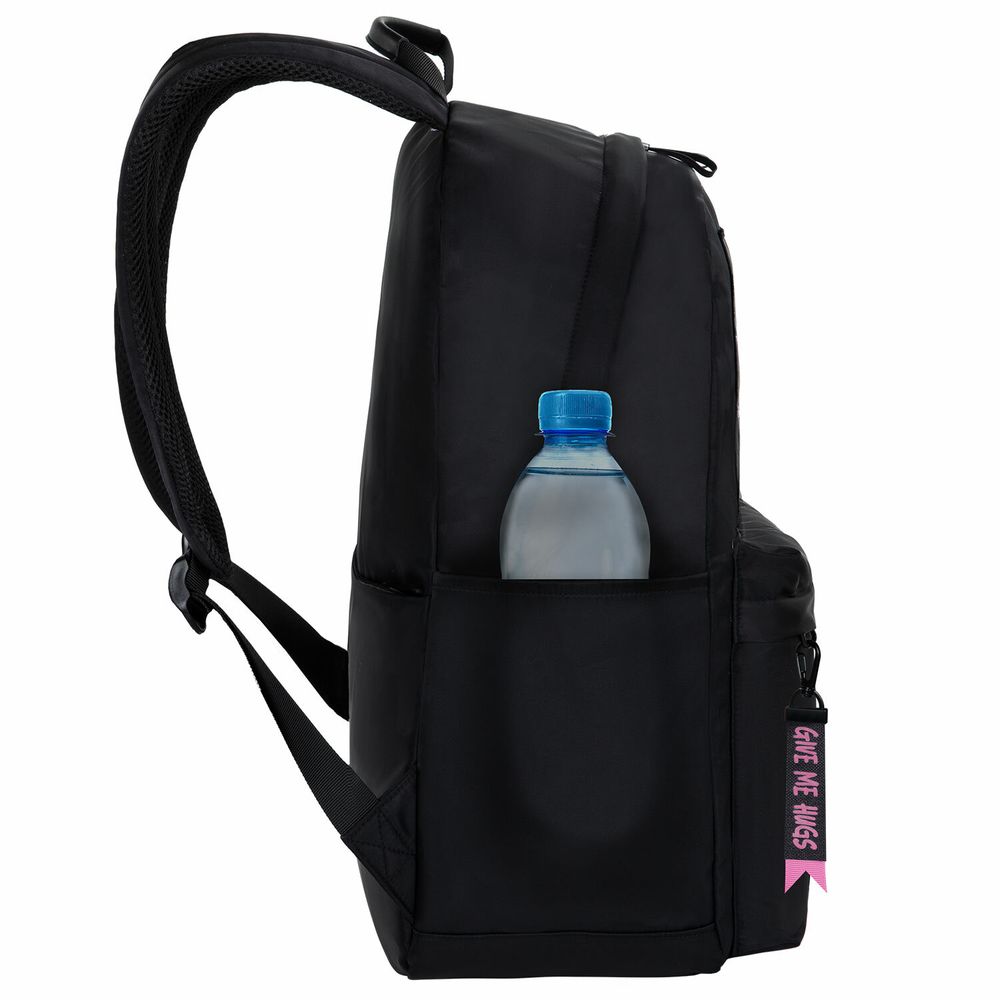 Рюкзак BRAUBERG FASHION CITY универсальный, карман-антивор, Hug me, черный, 44х31х16 см