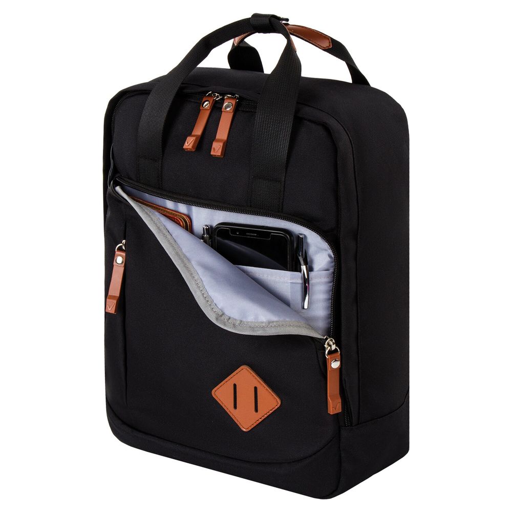 Рюкзак BRAUBERG FRIENDLY универсальный с длинными ручками, черный, 37х26х13 см