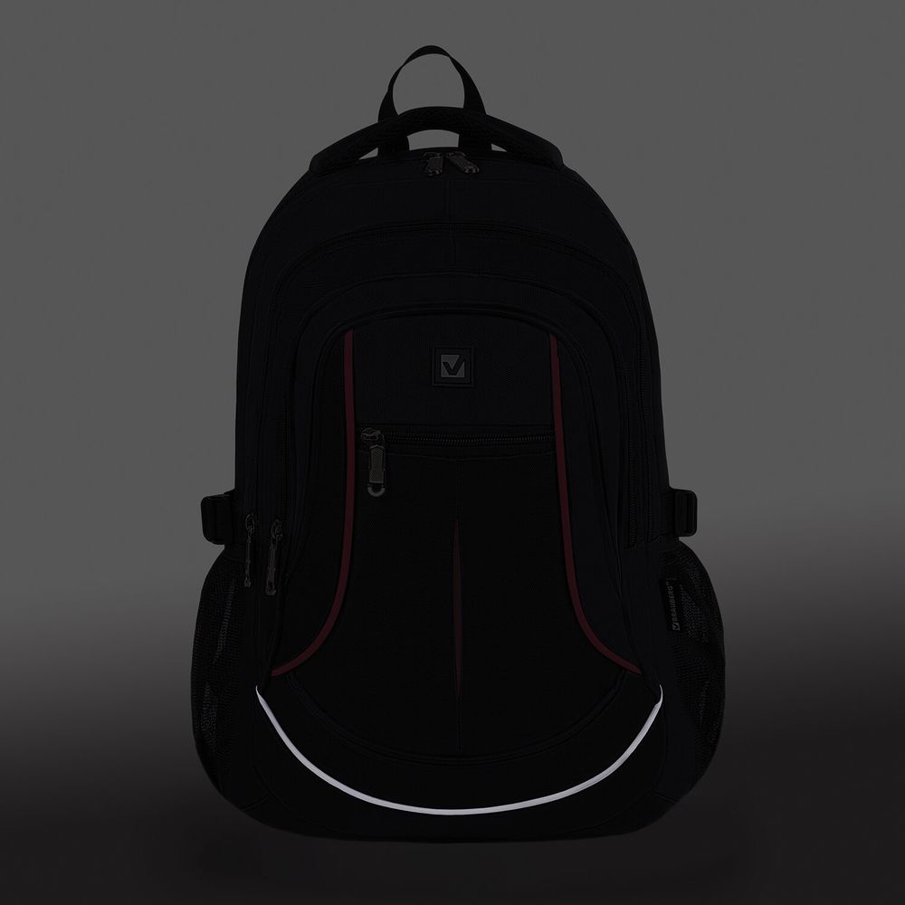 Рюкзак BRAUBERG HIGH SCHOOL универсальный, 3 отделения, "Легенда", черный/красный, 46х31х18 см