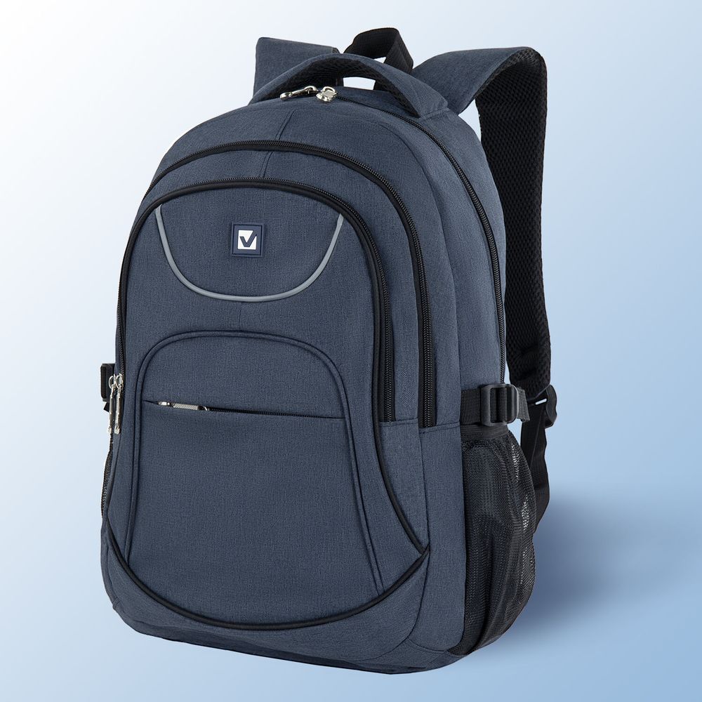 Рюкзак BRAUBERG HIGH SCHOOL универсальный, 3 отделения, "Сапфир", синий, 46х31х18 см