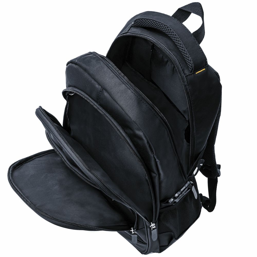 Рюкзак BRAUBERG TITANIUM универсальный, 3 отделения, черный, желтые вставки, 45х28х18 см
