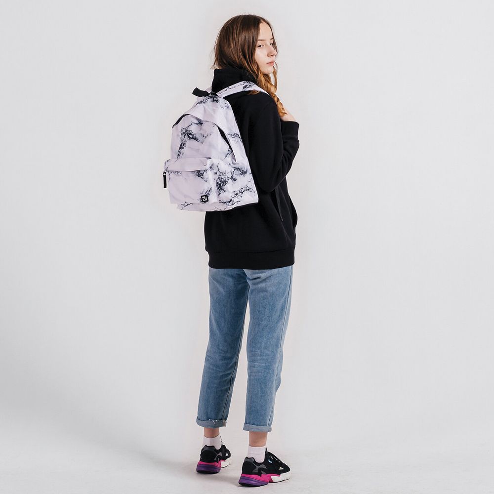 Рюкзак BRAUBERG СИТИ-ФОРМАТ универсальный, "White marble", бело-черный, 41х32х14 см