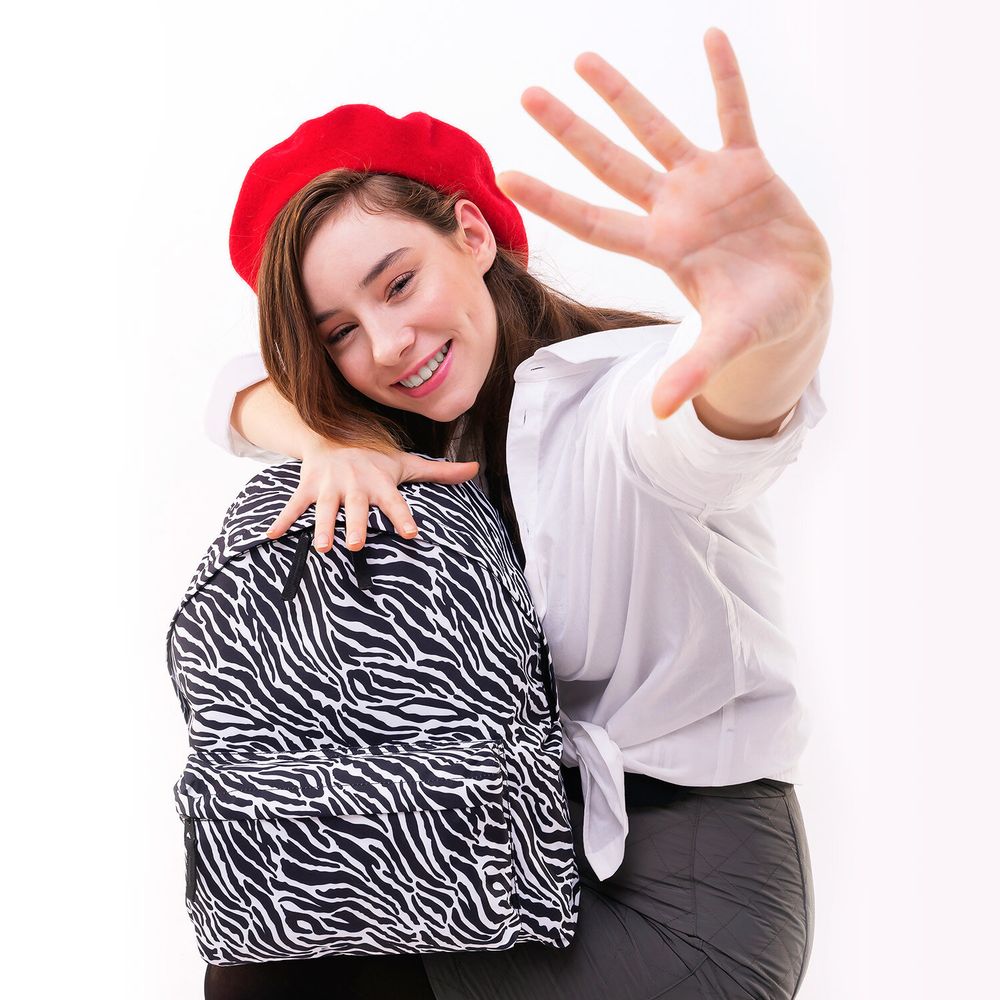 Рюкзак BRAUBERG СИТИ-ФОРМАТ универсальный, "Zebra", белый/черный, 41х32х14 см