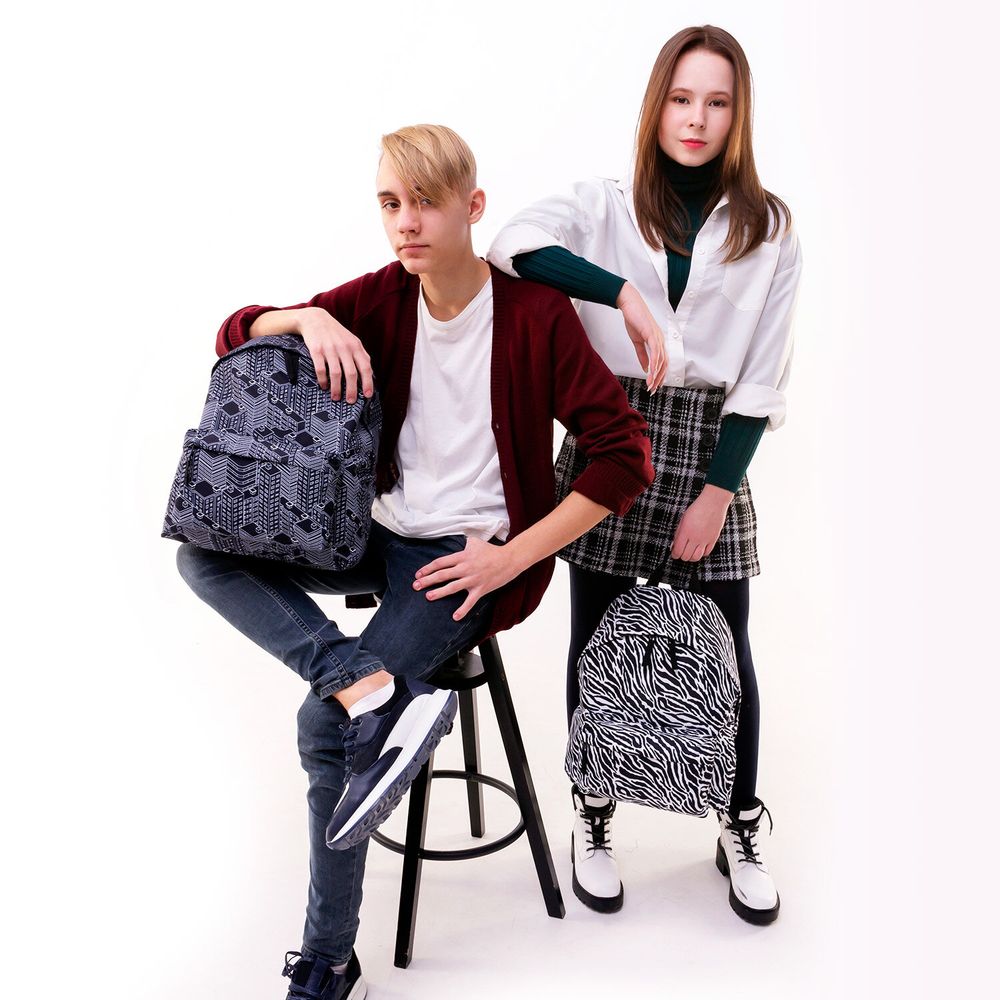 Рюкзак BRAUBERG СИТИ-ФОРМАТ универсальный, "Zebra", белый/черный, 41х32х14 см