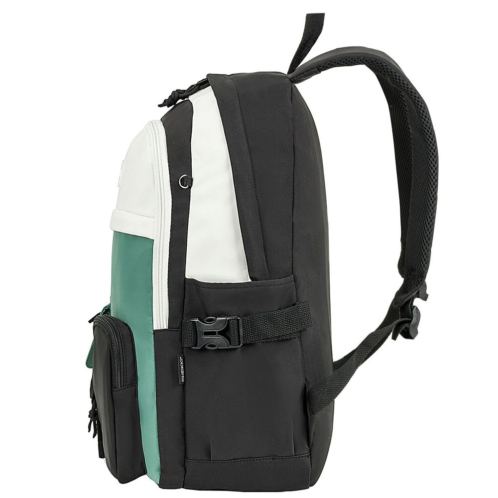 Рюкзак HEIKKI BLOCKS (ХЕЙКИ) универсальный, 2 отделения, черный/бирюзовый/бежевый, 44х32х17 см