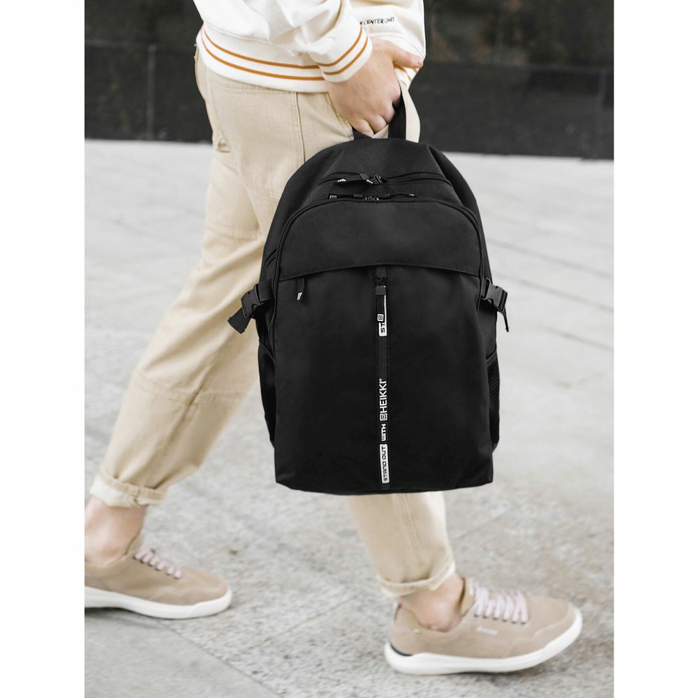 Рюкзак HEIKKI CHOICE (ХЕЙКИ) универсальный, 2 отделения, багажная лента, черный, 42х32х13 см