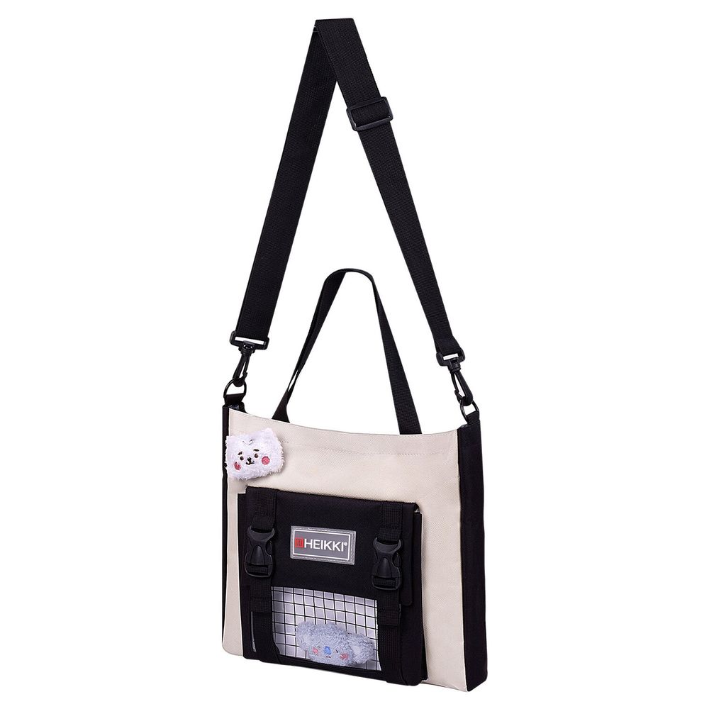 Рюкзак HEIKKI COMBO (ХЕЙКИ), сумка-шоппер, косметичка, пенал В ПОДАРОК, черно-белый, 42х30х14 см