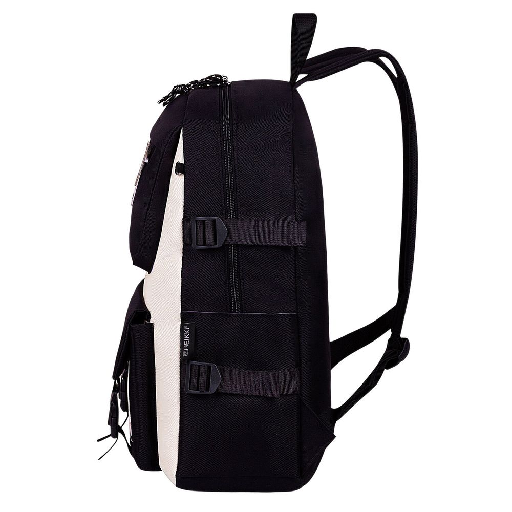 Рюкзак HEIKKI COMBO (ХЕЙКИ), сумка-шоппер, косметичка, пенал В ПОДАРОК, черно-белый, 42х30х14 см