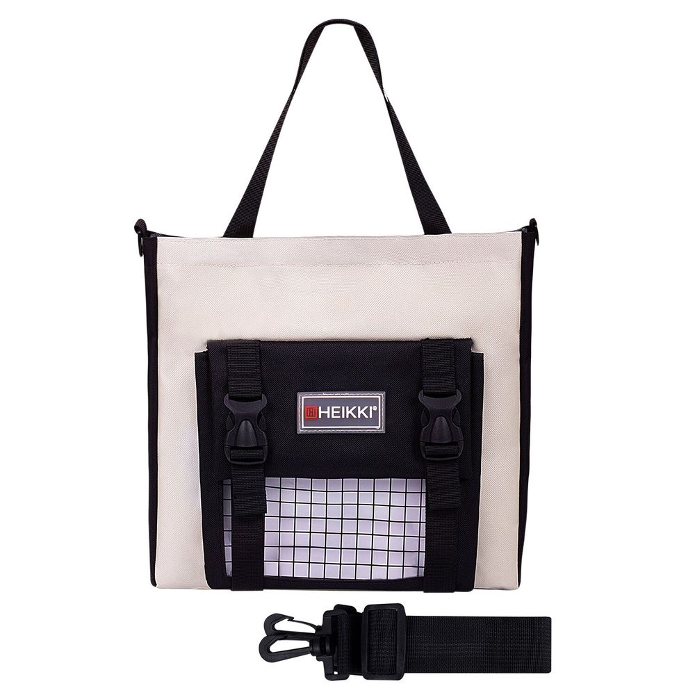 Рюкзак HEIKKI COMBO (ХЕЙКИ), сумка-шоппер, косметичка, пенал В ПОДАРОК, черно-белый, 42х30х14 см