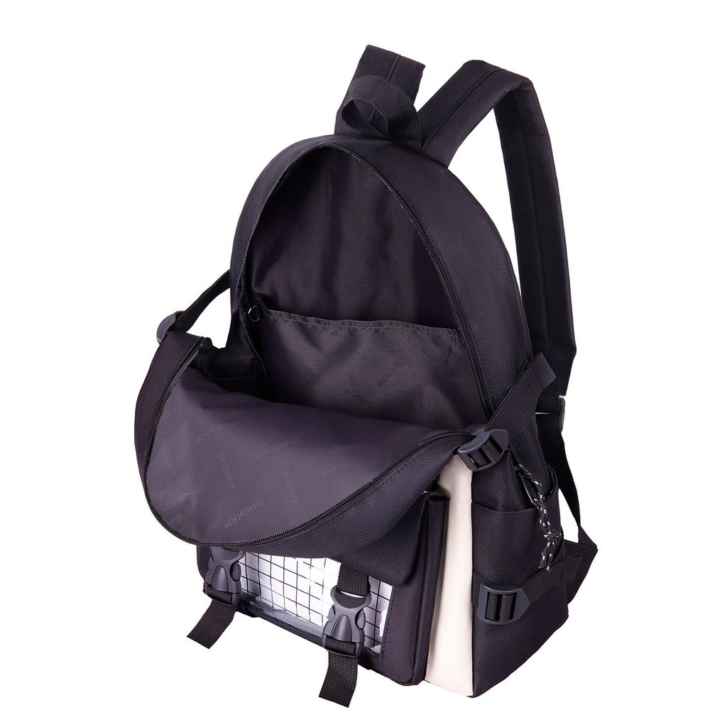 Рюкзак HEIKKI COMBO (ХЕЙКИ), сумка-шоппер, косметичка, пенал В ПОДАРОК, черно-белый, 42х30х14 см