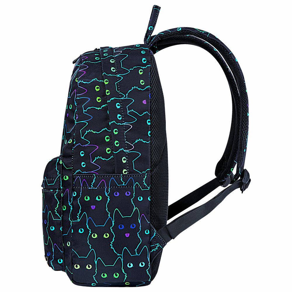 Рюкзак HEIKKI DREAM (ХЕЙКИ) универсальный, с карманом для ноутбука, эргономичный, Neon cats, 42х26х14 см