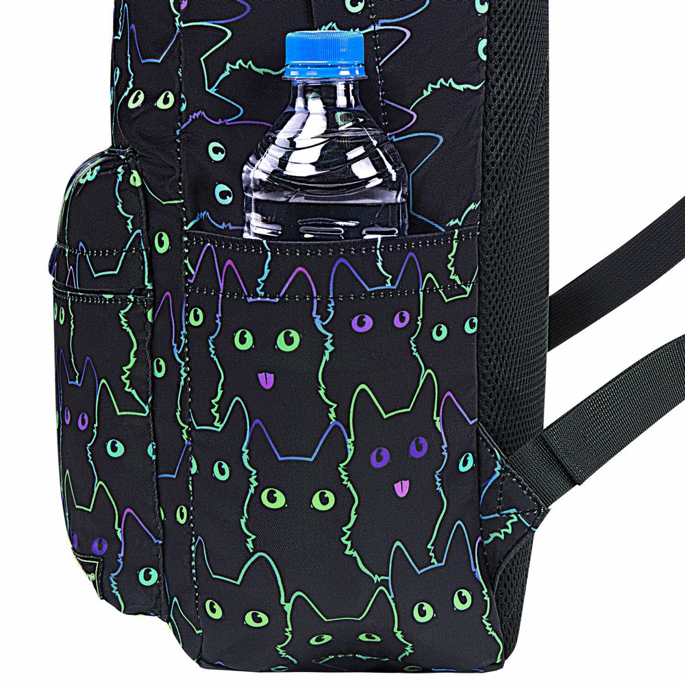 Рюкзак HEIKKI DREAM (ХЕЙКИ) универсальный, с карманом для ноутбука, эргономичный, Neon cats, 42х26х14 см