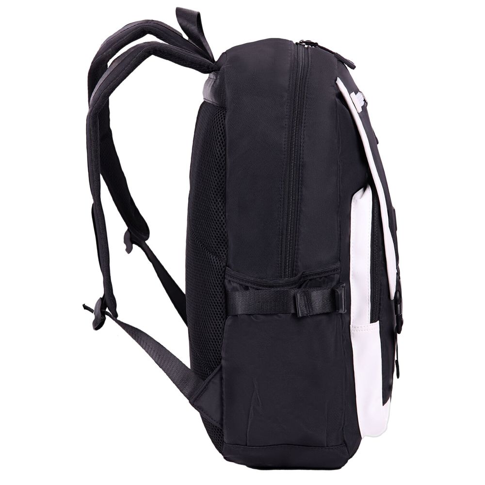 Рюкзак HEIKKI FUSION (ХЕЙКИ) универсальный, USB-порт, черный с белыми вставками, 45х31х15 см