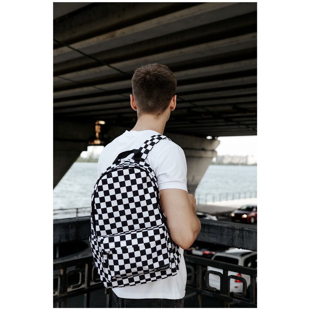 Рюкзак HEIKKI POSITIVE (ХЕЙКИ) универсальный, карман-антивор, Black and White, 42х28х14 см