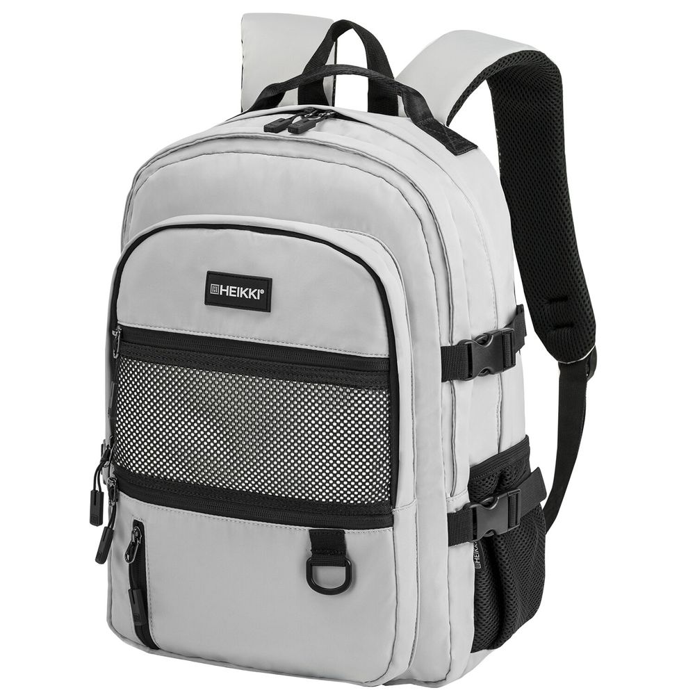 Рюкзак HEIKKI TRILL (ХЕЙКИ) универсальный, 3 отделения, серый с черными вставками, 43х31х14 см